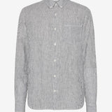 Men's REGULAR STRIPED LINEN SHIRT - Total Eclipse - Gumpel & Co