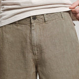 Men's Overfarvede Shorts i Hør - Herre - Washed Khaki - Gumpel & Co