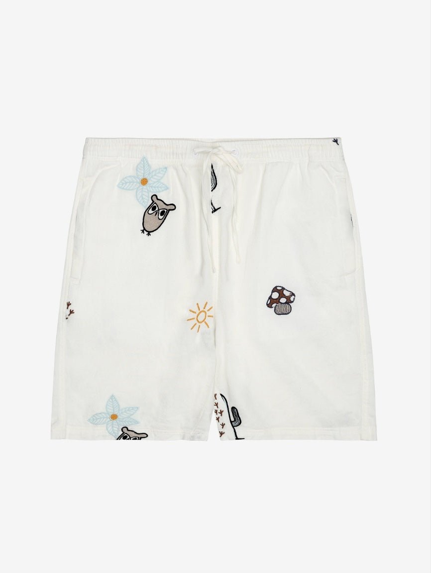 Men's - FIG LOOSE WITH EMBROIDERY SHORTS - Egret - Gumpel & Co