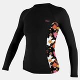 Women's Print Langærmet UPF 50+ Rash Guard - Dame - Black/Blue mech - Gumpel & Co