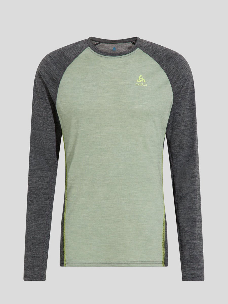 Men's Performance Merinould 150g/m2 Skiundertrøje - Herre - Mette Green/Dark Grey Melange - Gumpel & Co