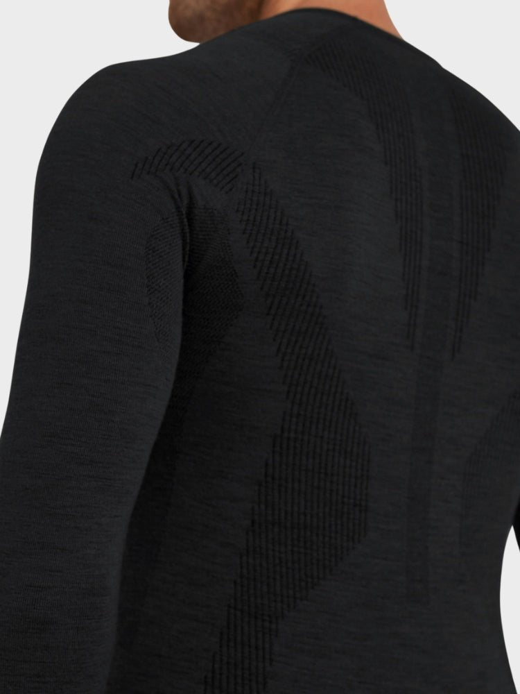 Long - sleeve Wool Tech Skiundertrøje - Herre - Sort - Gumpel & Co