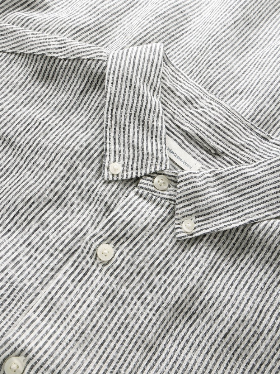 Men's REGULAR STRIPED LINEN SHIRT - Total Eclipse - Gumpel & Co