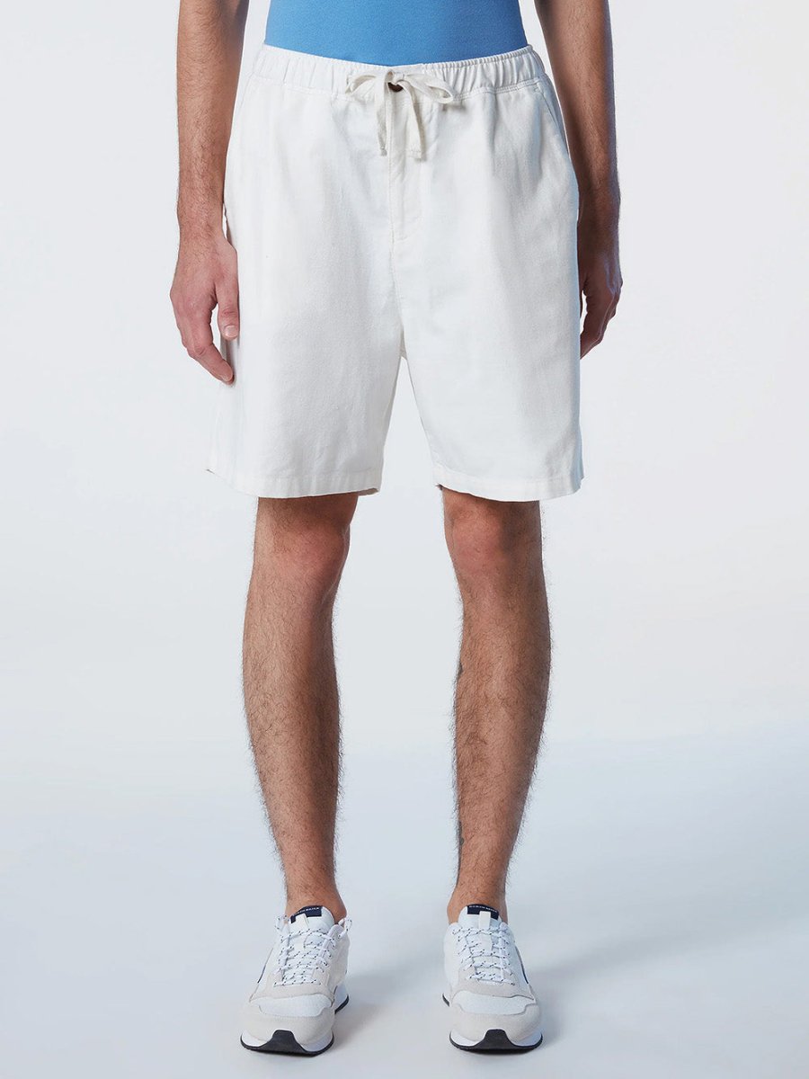Men's Paul Washed Bomuld - hør Shorts - Herre - Dove - Gumpel & Co
