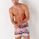 Men's Borneo Multi Fushia Pantone Print Badeshorts - Herre - Multi - Gumpel & Co