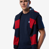 T-shirt with logo patch - Men - Navy Blue - Gumpel & Co