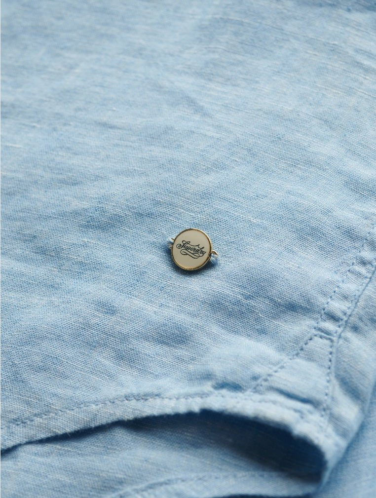 Casual Linen Boyfriend Shirt - Women - Sea Blue Chambray - Gumpel & Co