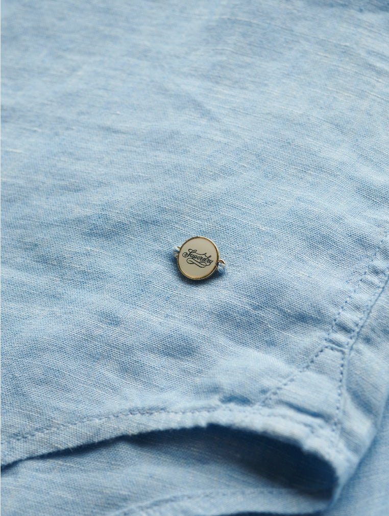 Casual Linen Boyfriend Shirt - Women - Sea Blue Chambray - Gumpel & Co