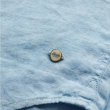 Casual Linen Boyfriend Shirt - Women - Sea Blue Chambray - Gumpel & Co