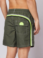 Men's Iconic Stretch Waist Mid-Length Swim Shorts - Men's - Army Green
