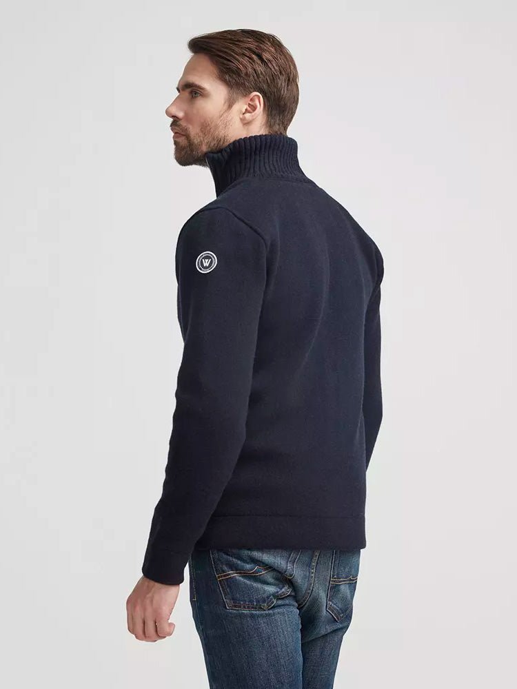 Men's Måns Knitted Zip Windproof Sweater - Herre - Navy - Gumpel & Co