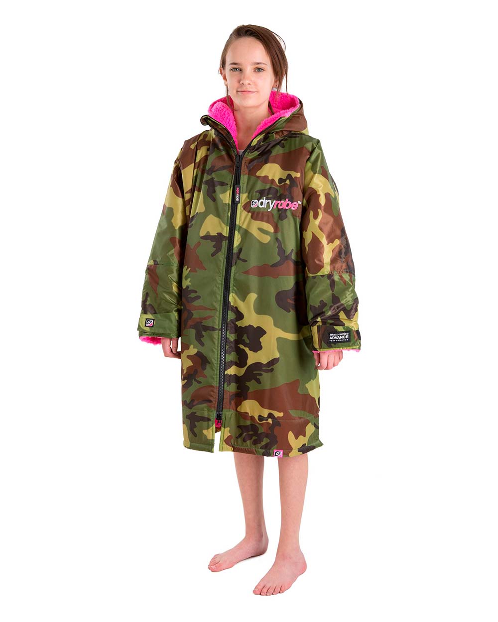 Kid's Advance Long Sleeve Surf Poncho | Børn | Camo/Pink - Gumpel & Co