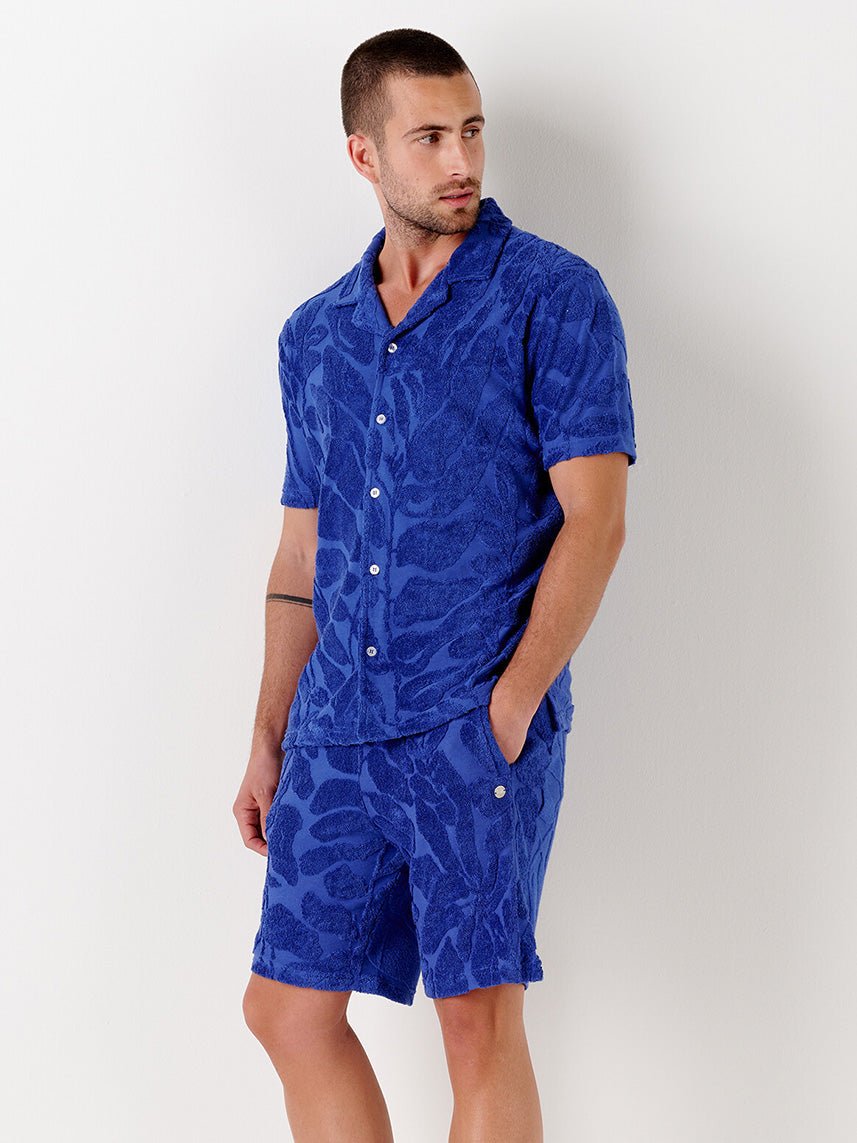 Men's Dan Jacquard Terry Shorts - Royal Blue - Gumpel & Co