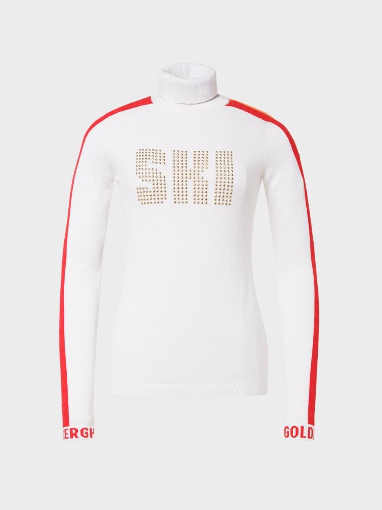 Lucia Long Sleeve Strik - Womens - White - Gumpel & Co