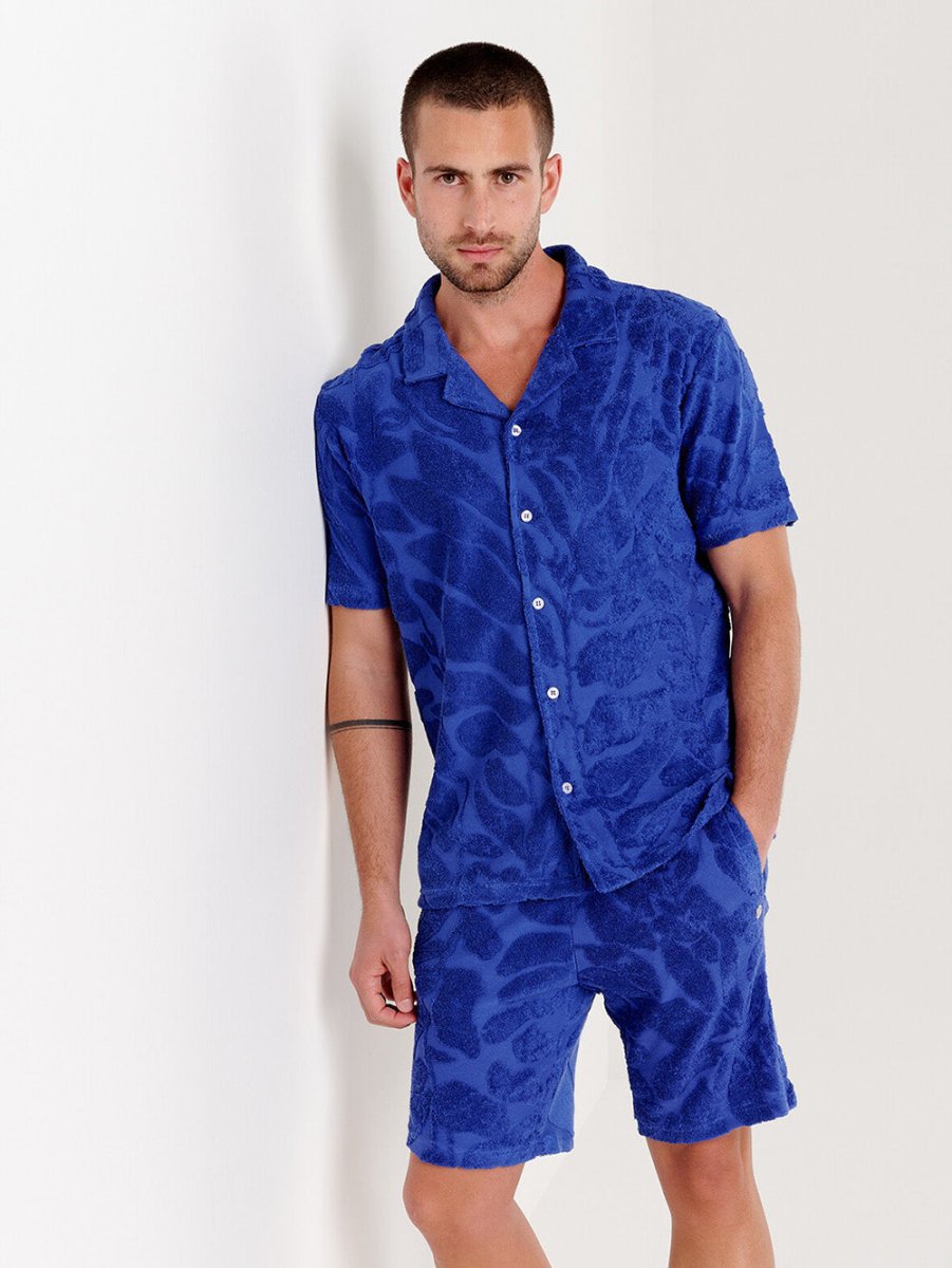 Men's Dan Jacquard Terry Shorts - Royal Blue - Gumpel & Co