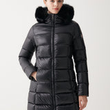 Women's Long Iridescent Dunjakke m. Pelskrave - Dame - Black - Gumpel & Co