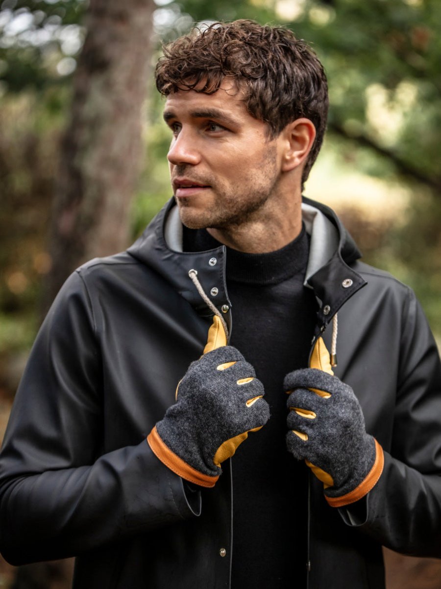 Deerskin Wool Tricot Handske - Herre - Charcoal/Black - Gumpel & Co