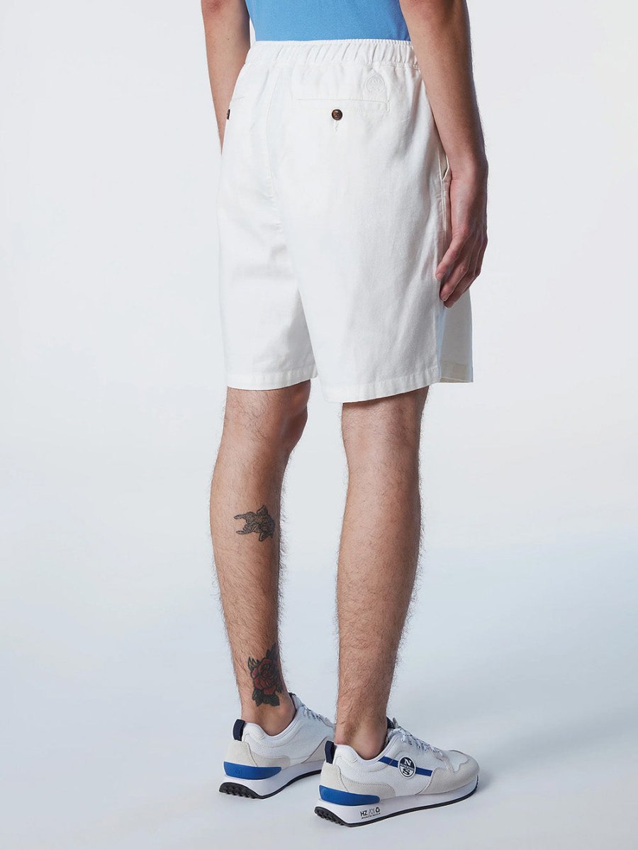 Men's Paul Washed Bomuld - hør Shorts - Herre - Dove - Gumpel & Co