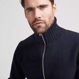 Men's Måns Knitted Zip Windproof Sweater - Herre - Navy - Gumpel & Co