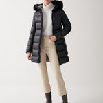 Women's Long Iridescent Dunjakke m. Pelskrave - Dame - Black - Gumpel & Co