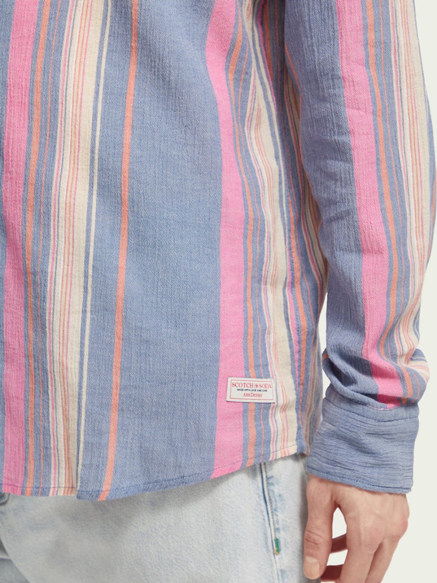 Men's Regular Fit Striped Skjorte - Herre - White/Pink Stripe - Gumpel & Co