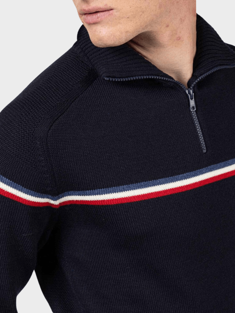Odysseus Halfzip Merino Strik - Herre - Dark Navy - Gumpel & Co