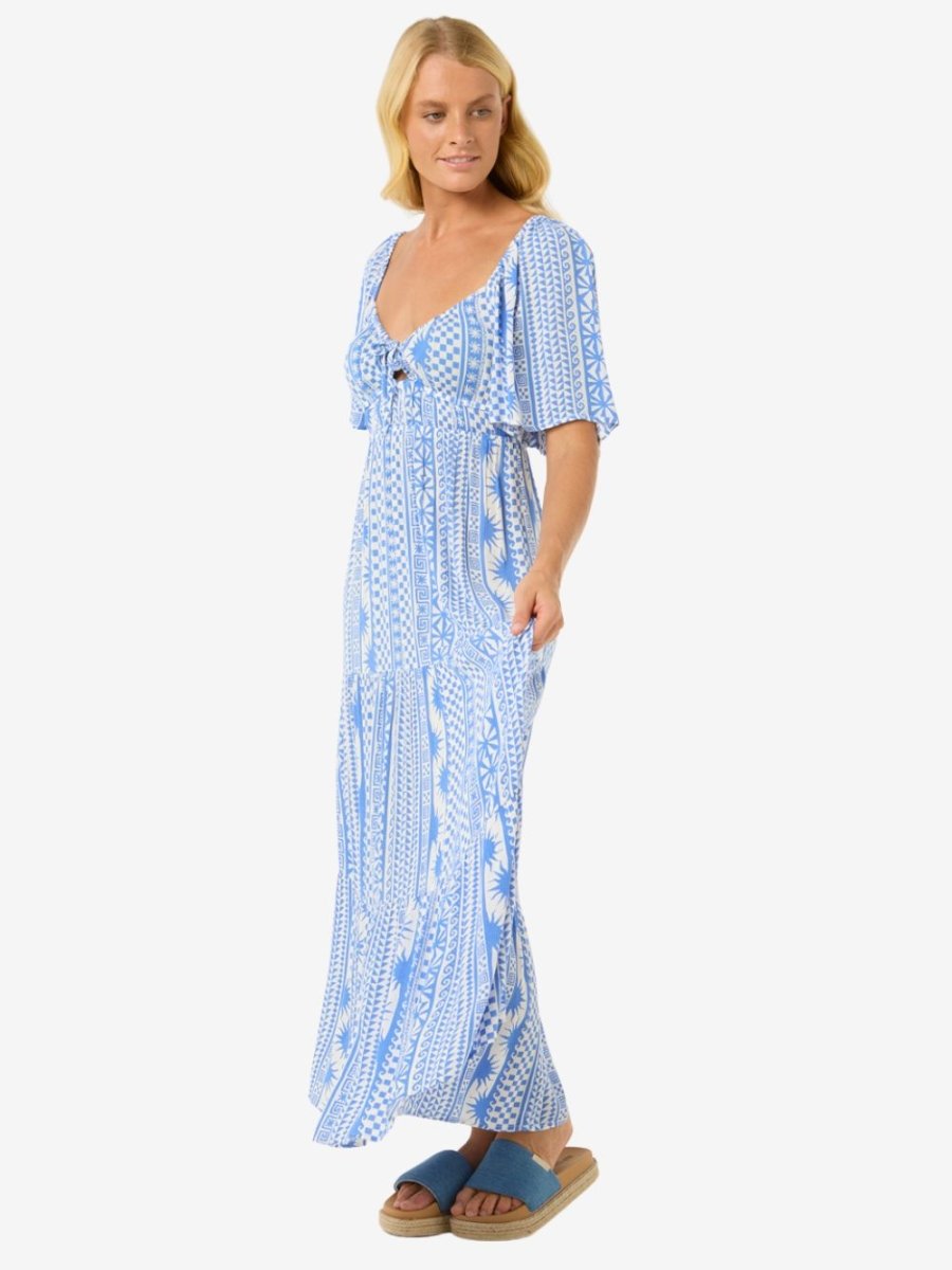 San Carlos Short Sleeve Maxi Dress - Dame - Blue - Gumpel & Co