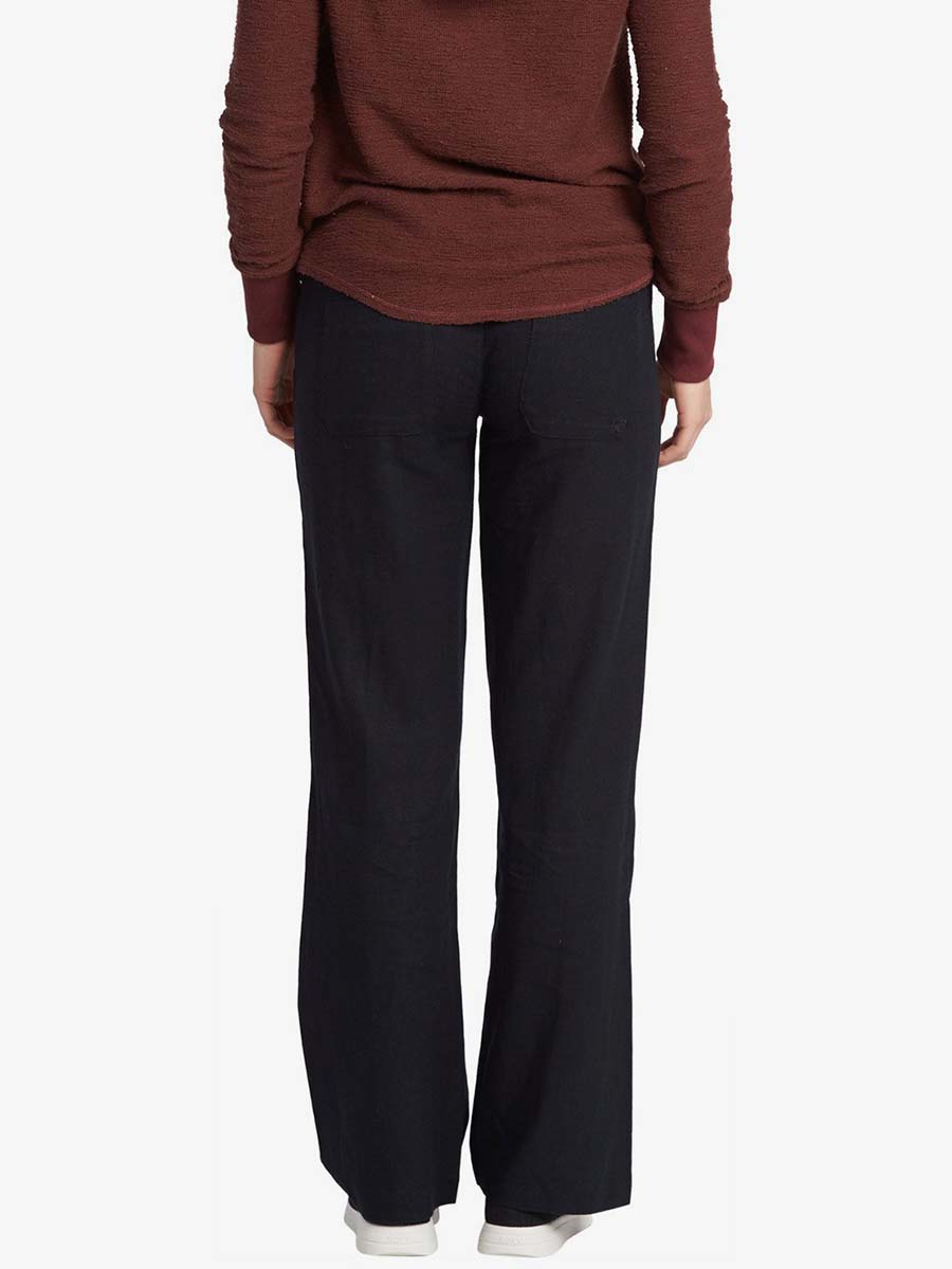 Women's Oceanside Flared Hør Bukser - Dame - True Black - Gumpel & Co