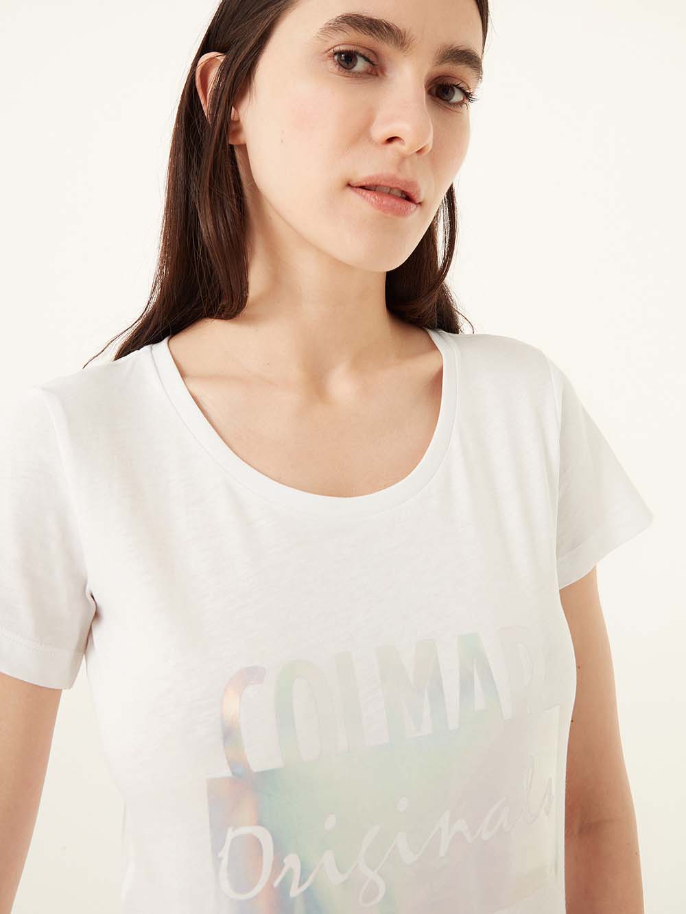 Women's Jacquard Jersey T-shirt | Dame | White - Gumpel & Co