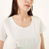 Women's Jacquard Jersey T-shirt | Dame | White - Gumpel & Co