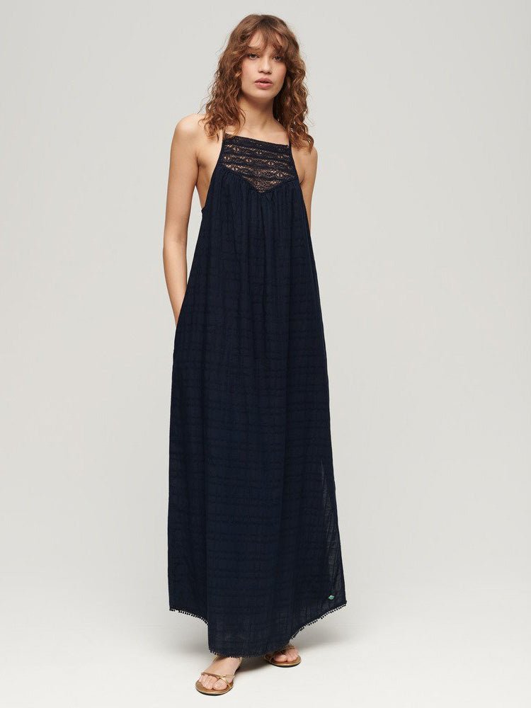 Women's Lace Halter Maxi Beach Dress - Dame - Eclipse Navy - Gumpel & Co