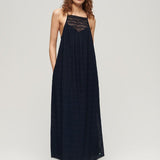 Women's Lace Halter Maxi Beach Dress - Dame - Eclipse Navy - Gumpel & Co