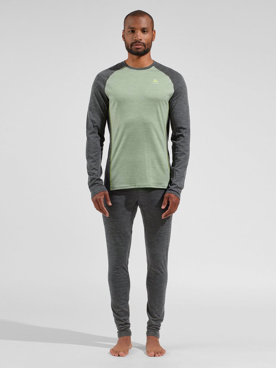 Men's Performance Merinould 150g/m2 Skiundertrøje - Herre - Mette Green/Dark Grey Melange - Gumpel & Co