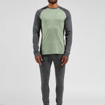 Men's Performance Merinould 150g/m2 Skiundertrøje - Herre - Mette Green/Dark Grey Melange - Gumpel & Co