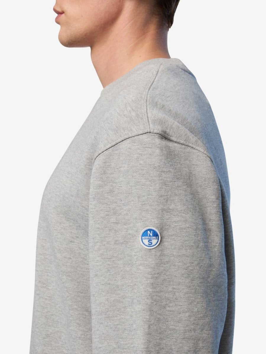 Sweatshirt with side ribbing - Men - Grey Melange - Gumpel & Co