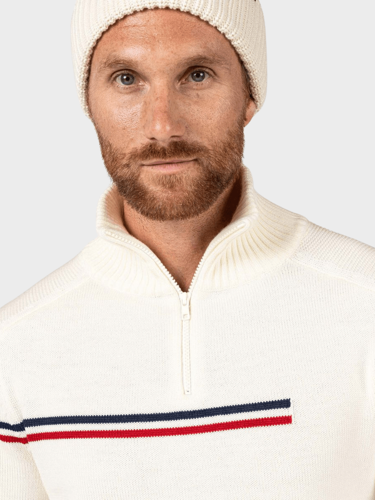 Odysseus Halfzip Merino Strik - Herre - Hvid - Gumpel & Co