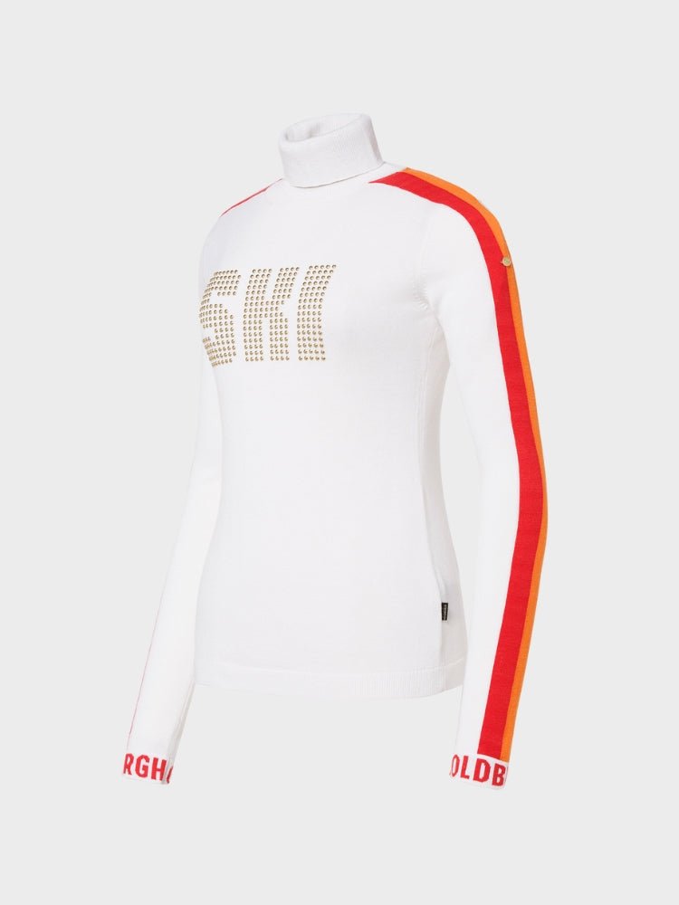 Lucia Long Sleeve Strik - Womens - White - Gumpel & Co