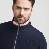 Men's Classic Rib Windproof Halfzip Sweater - Herre - Navy - Gumpel & Co