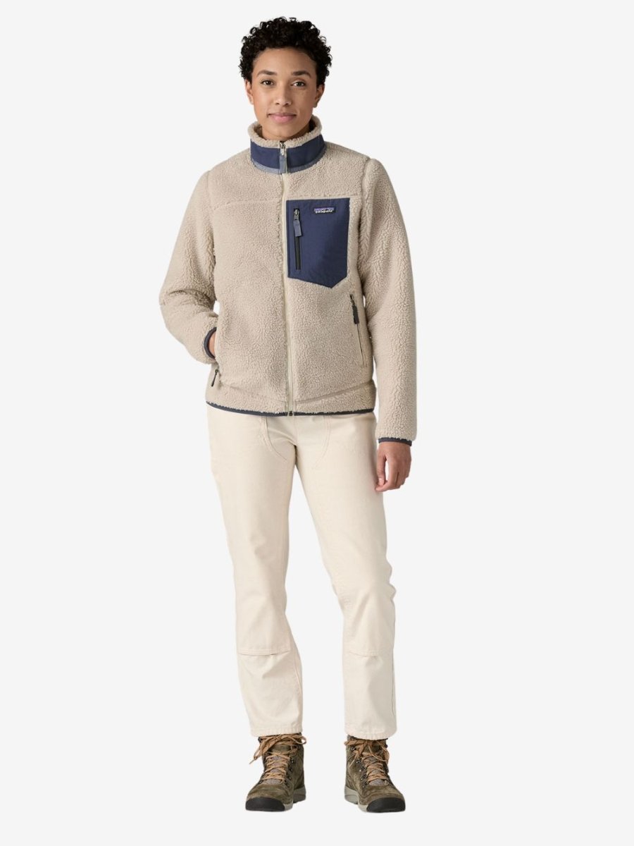 Classic Retro Fleece Trøje - Dame - Natural/New Navy - Gumpel & Co