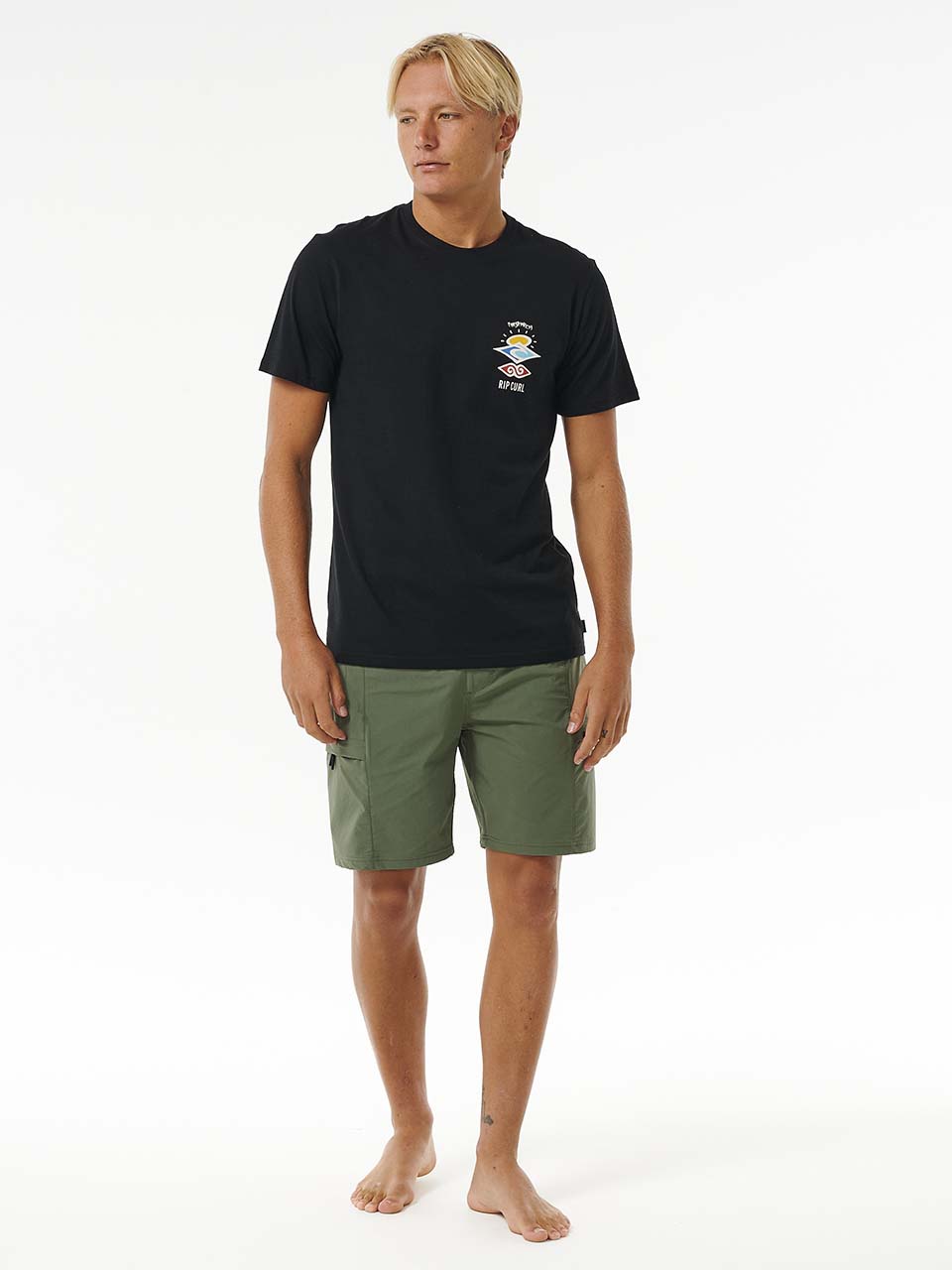 Men's Hybrid Boardwalk Buckled Cargo Volley Shorts - Herre - Dark Olive - Gumpel & Co