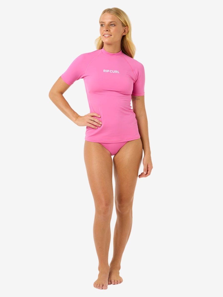 Classic Surf Short Sleeve UV Rash Vest - Dame - Pink - Gumpel & Co