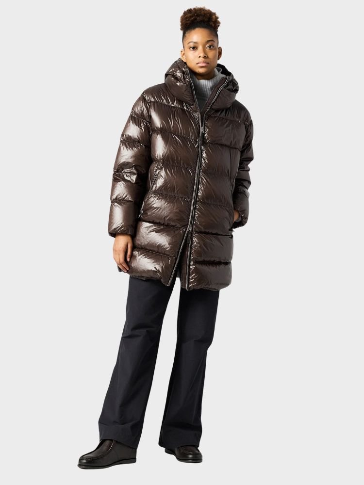 Ivonne Long Dunfrakke - Dame - Brun - Gumpel & Co