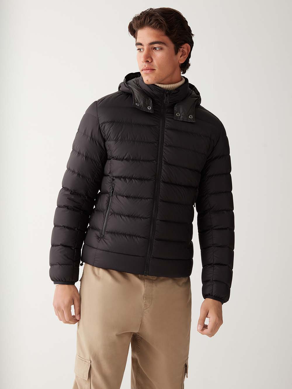 Men's Sporty Dunjakke m. Hætte - Herre - Chokolate - Gumpel & Co