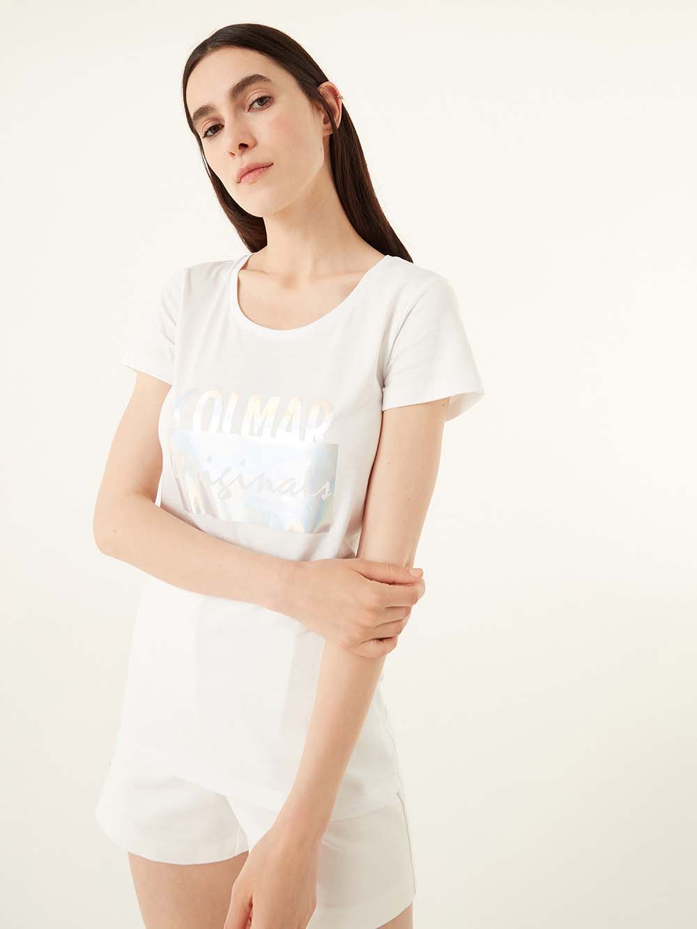 Women's Jacquard Jersey T-shirt | Dame | White - Gumpel & Co