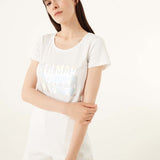 Women's Jacquard Jersey T-shirt | Dame | White - Gumpel & Co