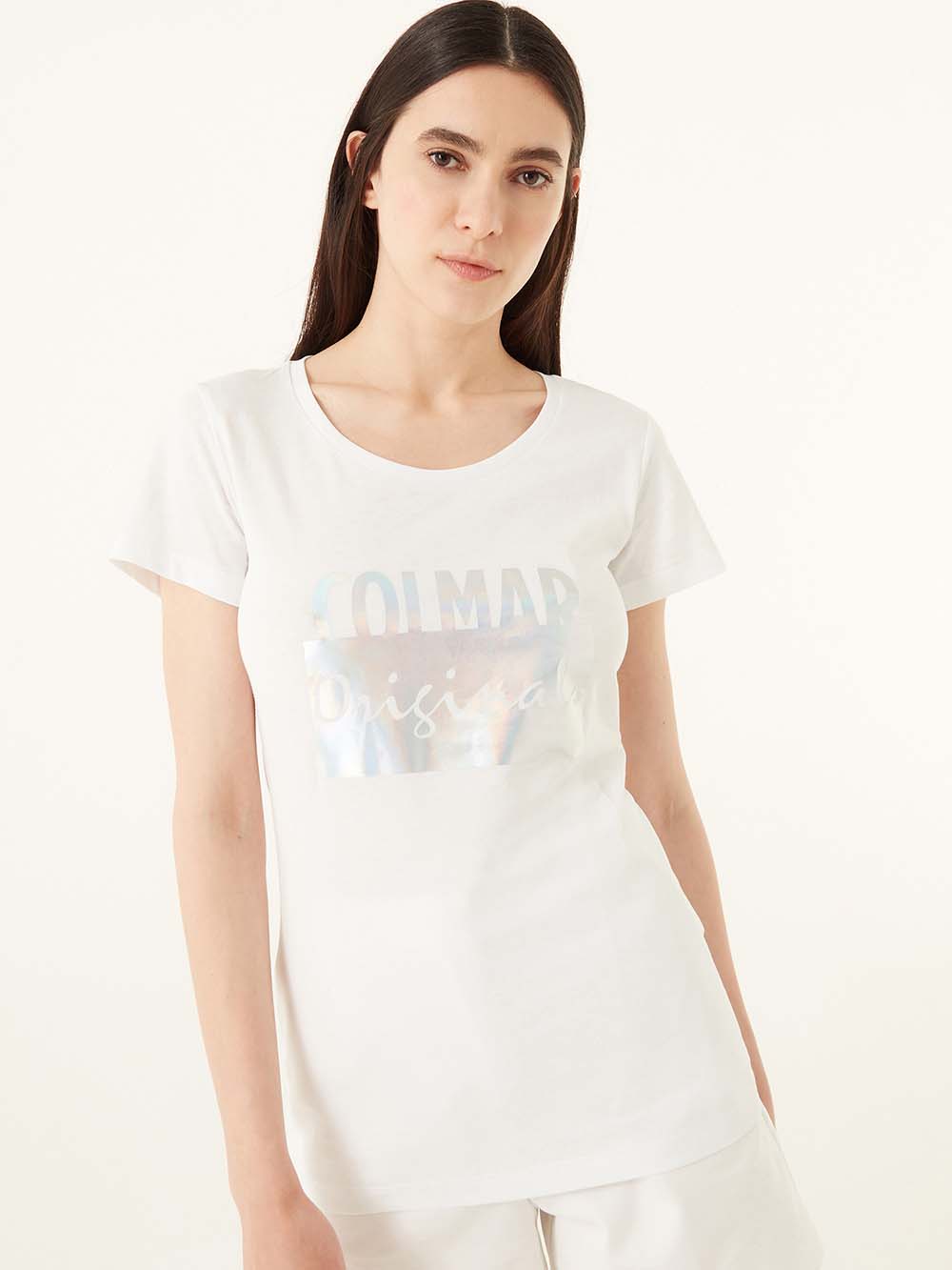 Women's Jacquard Jersey T-shirt | Dame | White - Gumpel & Co