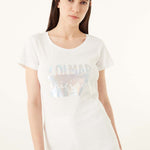 Women's Jacquard Jersey T-shirt | Dame | White - Gumpel & Co
