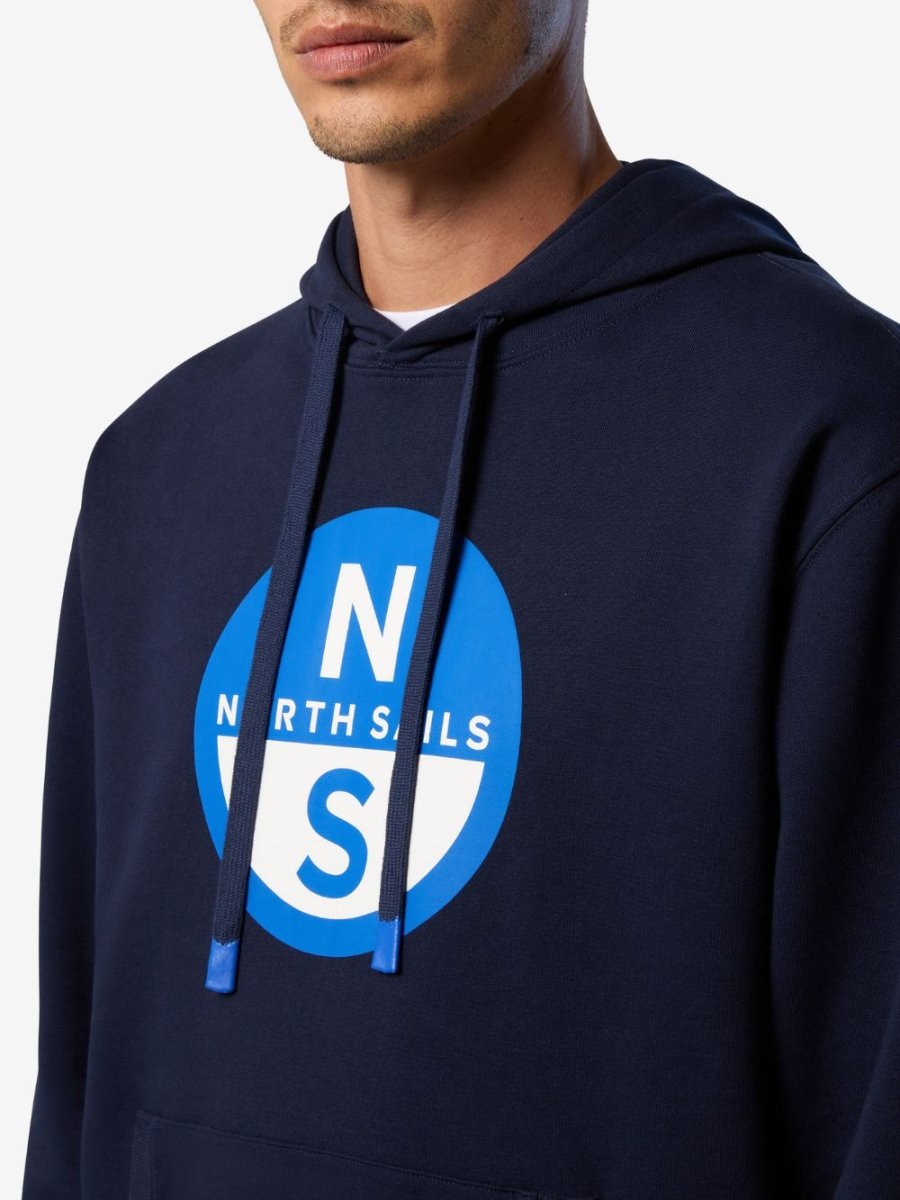 Hoodie with maxi logo print - Herrer - Navy Blue - Gumpel & Co