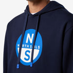 Hoodie with maxi logo print - Herrer - Navy Blue - Gumpel & Co