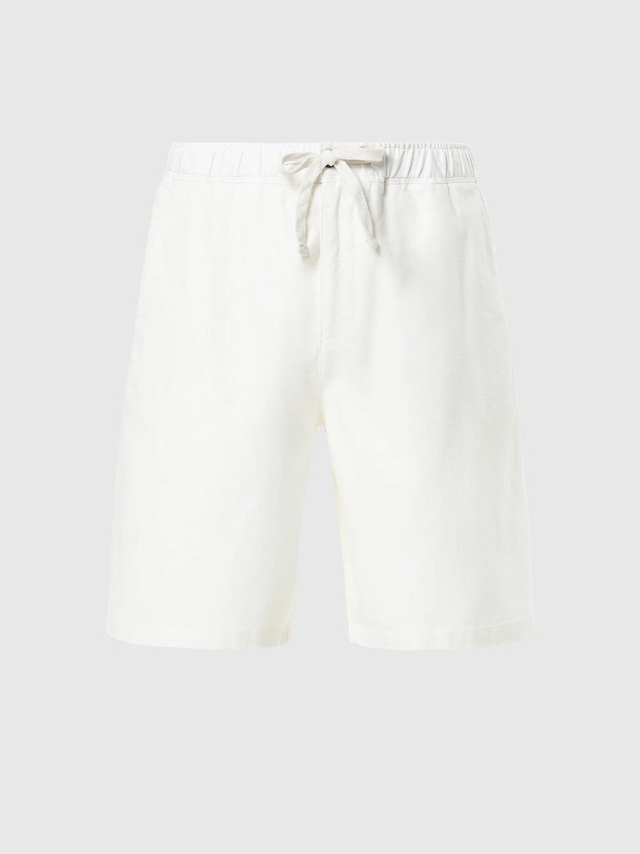 Men's Paul Washed Bomuld - hør Shorts - Herre - White - Gumpel & Co